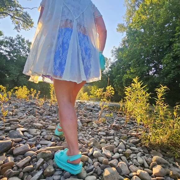 Gucci Rubber Horsebit Platform Sandals In Aqua Size 39 - Picture 4 of 7